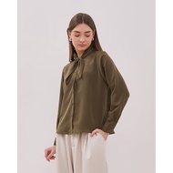 HIJAU VALINO LADIES Women's Army Green Long Sleeve Blouse - D-DCGB27-G9
