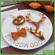 MELENE Simulated Food Keychain, PVC Alkaline Water Bread Key Ring, Novelty Hand Croissant Model Simu