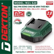 DEKTON M21-S20 21V Battery Charger - Universal Battery System M21 - 21V 2Ah Battery Charger - Drill 