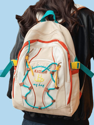 Mujeres de moda americana estilo nueva temporada de escuela doble bolso de hombro coreano mochila casual de moda mochila de gran capacidad para estudiantes y viajes