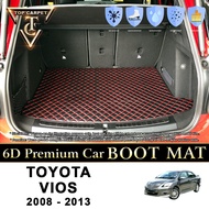 Top Carpet TOYOTA VIOS ( 2008 - 2013 ) Car Boot Mat PU Leather Cargo Mat Trunk Carpet Boot Liner Kar