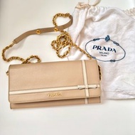 PRADA Saffiano wallet on chain woc 鏈條銀包 錢包 斜跨包 肩背袋