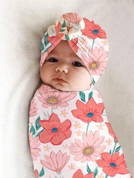 新生嬰兒女嬰花卉印花攝影服裝套裝