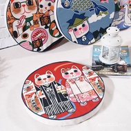 Cotton Linen Ukiyo-e Round Meditation Style Futon Cushion Wholesale Balcony Coffee Table Floor Thick