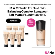 M.A.C Studio Fix Fluid Skin Balancing Complex Longwear Soft Matte Foundation N12 Sample Pack (10ml x