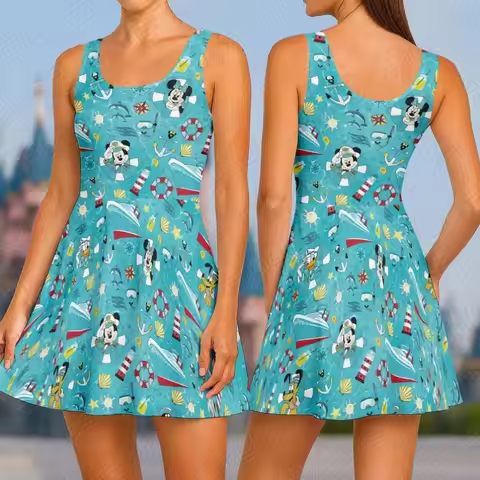2026 Trendy Kawaii Sweet Women Girl Parent-child Dress Fashion Trip Summer Dress Mickey Comfortable 