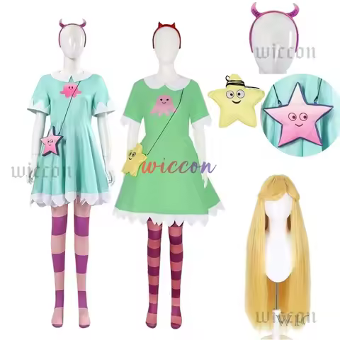 Anime Star Butterfly Cosplay Star Butterfly Star vs. the Forces of Evil Green Dress Wig Headwear Soc