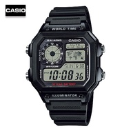 Velashop นาฬิกาข้อมือผู้ชาย Casio สายเรซิ่น รุ่น AE-1200WH-1AVDF AE-1200WH-1A AE-1200WH - Black