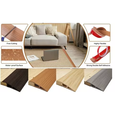 1PC 1m/39.37inch Wood Floor Transition Strip Edge Closing Strip Floor Seam Wear-Resistant Soft Plast