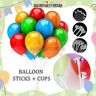 100pcs Latex Balloon Cup Sticks Balloon Handle 1 Pack Pack Party Event Decoration