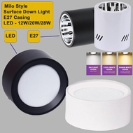 3H Lampu Siling Downlight Milo LED E27 4 Inci/6 Inci [12W/20W/28W] [Surface] Bulat Casing