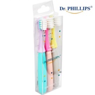 แปรงสีฟันเด็ก แพ็ค 3 ไบร์ท Dr.Phillips Kids Tooth Brush For Aged 1-5 สีเขียว ม่วง เทา