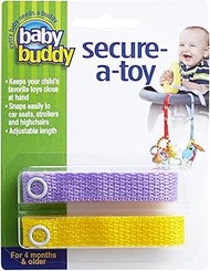Baby Buddy Secure-A-Toy, Safety Strap Secures Toys, Teether, or Pacifiers to Strollers, Highchairs, 
