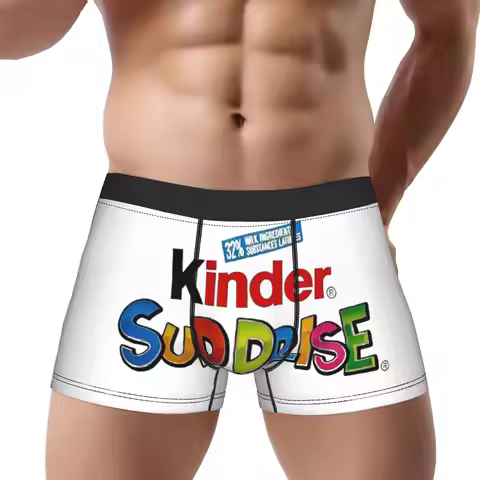 white background Kinder surprise Underpants Breathbale Panties Men's Underwear Print Shorts Boxer Br