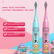 [COD]Sonicแปรงสีฟันไฟฟ้าสำหรับเด็กBattery Powered Waterproof Tooth Whitening Brush With Toothbrush Headsราคาถูกส่งฟรี