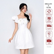 Shilla - CT.B70C0.69D9.RE - High-end designer dress in white with luxurious winged sleeves