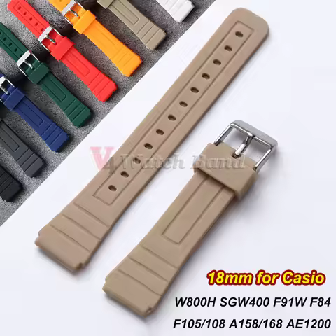 18mm Silicone Watch Strap for Casio F91W Bracelet W800H SGW400 F-91W F84 F105/108 A158/168 AE1200 Wa