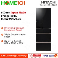 (Discon) Hitachi 6 Door Japan Made Fridge 401L R-HW530NS