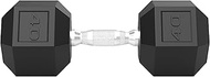 Hex Dumbbell, 5LB, 20LB, 25LB, 30LB, 35LB, 40LB Single Rubber Coated Cast Iron Dumbbells with Chrome