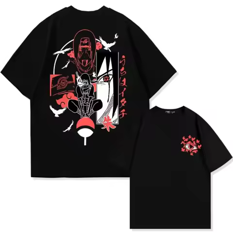 Naruto Animation Derivatives T-shirt Uchiha Itachi Uchiha Sasuke Printing Men Summer Fashion Casual 
