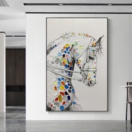 Colorful horse Abstract painting design with black frame