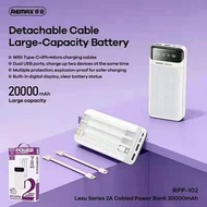 REMAX LESU SERIES 2USB 2A CABLED POWER BANK 20000MAH MODEL:-RPP-102