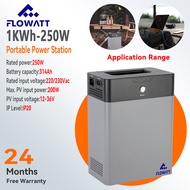 Flowatt 250W 314Ah 220Vac สถานีไฟฟ้าแบบพกพาแบตเตอรี่สํารองอเนกประสงค์สําหรับการตั้งแคมป์กลางแจ้ง