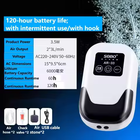 220V 3.5W Charging Oxygen Pump Booster Oxygen Pump Outdoor Fishing Small Oxygen Machine Lithium Batt