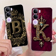 For Vivo V40 Lite 5G IDN Casing V2417 Luxury Initial Letters Soft Transparent TPU Silicone Back Cove