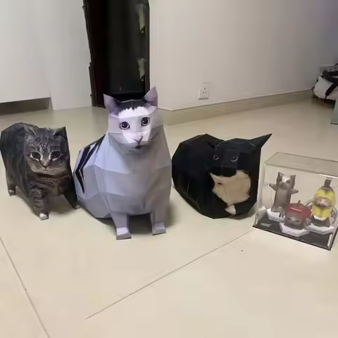 Oiiao Cat Huh Cat Paper Model Home Decoration Folding By Myself 3D Folding Paper Cat Wondering Kitte