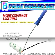 PAINT ROLLER SET (PAINT ROLLER HANDLE 4”x18” + PAINT ROLLER GMAZ GM653 GREEN XL 6”)