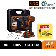 Black and Decker Cordless Drill Driver with Kitbox 18V