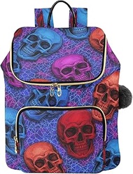 Skulls Colorful Woman Casual Backpack Purses, 15L Travel Backpack Women