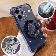 For OPPO Reno14 Reno 14 Pro 5G Plating Soft TPU Phone Case Magnetic Stand Holder Clear Casing Shockp