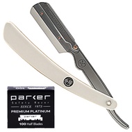 Parker SRW Straight Edge Barber Razor for Men with 100 Parker Platinum Stainless Steel Single Edge B