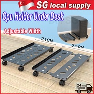[SG Ready Stock] Metal Computer CPU Roller Stand Adjustable Cpu Stand With Wheels Cpu Holder Under D
