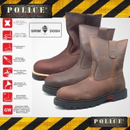 Police® Men’s Premium Leather 9" Sirim & Dosh Approved B Shape Steel Toe Heavy Duty Safety Boots ( 9