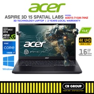 Acer Aspire 3D A3D15-71GM-76NZ - Intel Core i7-13620H - GeForce RTX 4050 6GB - 16GB RAM - 512GB SSD (2Yrs Agent)