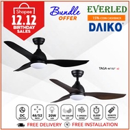 [FREE INSTALLATION] (Bundle Sales) DAIKO Taga 46"/52" DC Ceiling Fan (with Tri-Color Light and Remote)