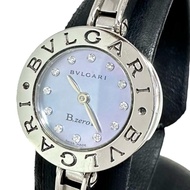 BVLGARI B-ZERO1 BZ22S 手鐲腕錶，M 碼，不銹鋼鑲鑽，12 件石英機芯，藍色貝殼錶盤，女士
