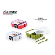 ELIANWARE Bento Lunch Box With Fork & Spoon 1229/Kid Lunch Box/3 Compartment/Tupperware/Take Away Be