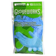 AMMEX - GWN10PK - Nitrile Gloves - Gloveworks - Disposable, Powder Free, 4 mil, Uni-size, Blue Ni...