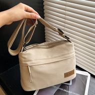 Multi-layer large capacity waterproof nylon sling bag shoulder bag women simple square bag lightweig