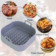 COD.Air fryer✔☞20cm Air Fryer Silicone Tray Oven Baking Liner Pizza Fried Chicken Bowl Reusable Pan