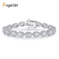 Bracelet Oval Plate 6mm4mm White Gold Batch Foreign Trade Protein Full Diamond * Egg-Shaped Cross-Bo