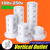 Multiple Tower Power Strip Vertical Universal Surge Protector Electrical Socket with USB Switch 3m E