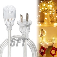Clear Extension Cord - 6 FT Male to Female Invisible Indoor 2 Prong Power Cable Thin for Christmas T