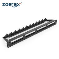 ZoeRax Industrial Series CAT6แผงกระจายสายไฟ24พอร์ตRack Mount - 1U 19นิ้วRJ45 568B 568A อีเทอร์เน็ต30