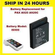 IS900 Battery 3.7V 5250mAh A920 A920C Li-ion rechargeable replacement Lithium ion Battery For PAX PO