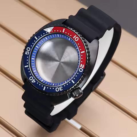 Waterproof 45mm Black Skx Watch Cases Strap band Sapphire Crystal Glass For Seiko skx007 skx013 nh35
